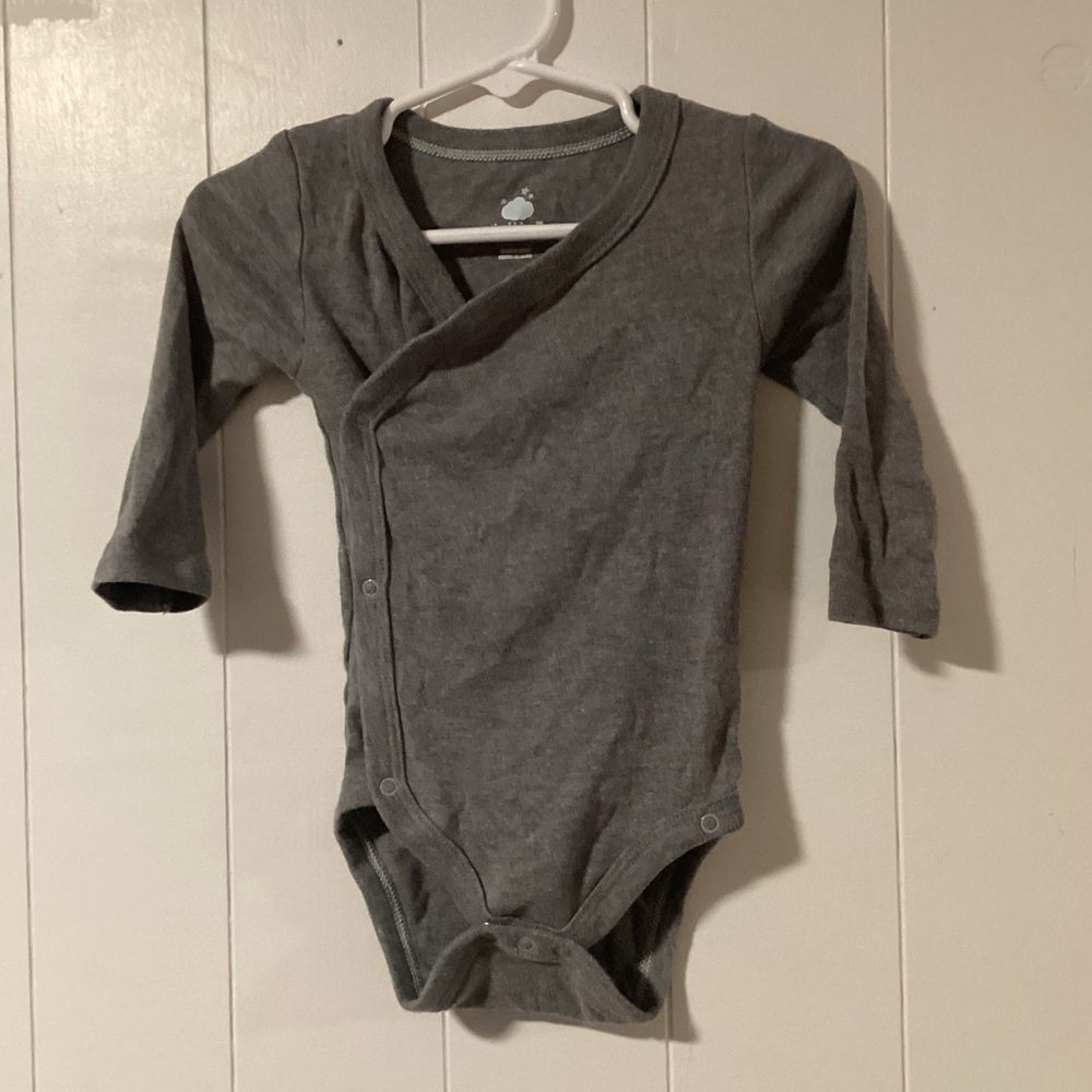 6-9 Months Cloud Island Button Up Long Sleeve Onesie Dark Grey